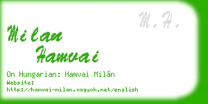 milan hamvai business card
